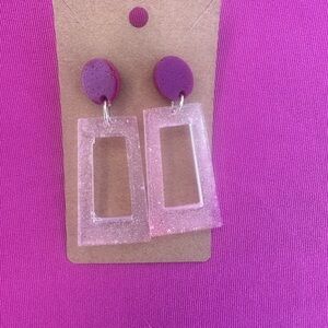 Pink and Dark Pink Geometric Earrings